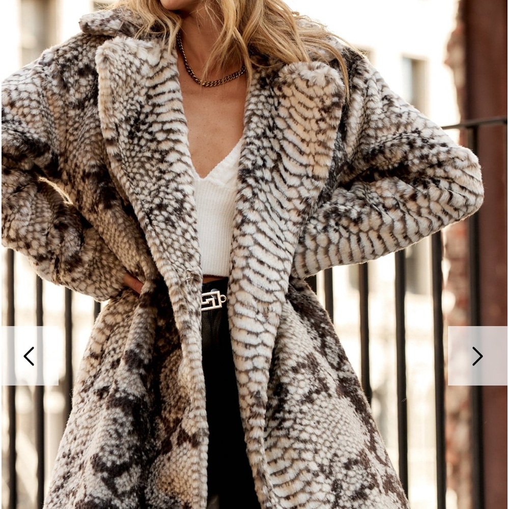Vivienne Grey Snake Faux Fur Jacket